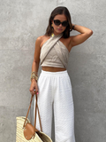 Top Riflesso – Aderente in Cotone e Lino a Incrocio