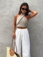 Top Riflesso – Aderente in Cotone e Lino a Incrocio