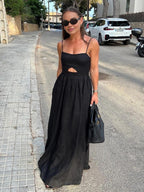 Abito Brezza – Lungo in Cotone con Tasche e Cut-Out