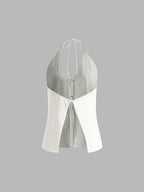 Completo Costiera – Top Halter e Shorts in Cotone e Lino