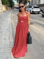 Abito Brezza – Lungo in Cotone con Tasche e Cut-Out