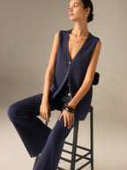Completo Nobile – Gilet e Pantalone in Maglia con Bottoni Dorati