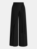 Asymmetric Wrap Wide-Leg Pants