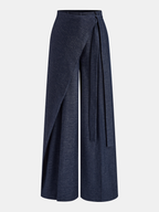 Asymmetric Wrap Wide-Leg Pants
