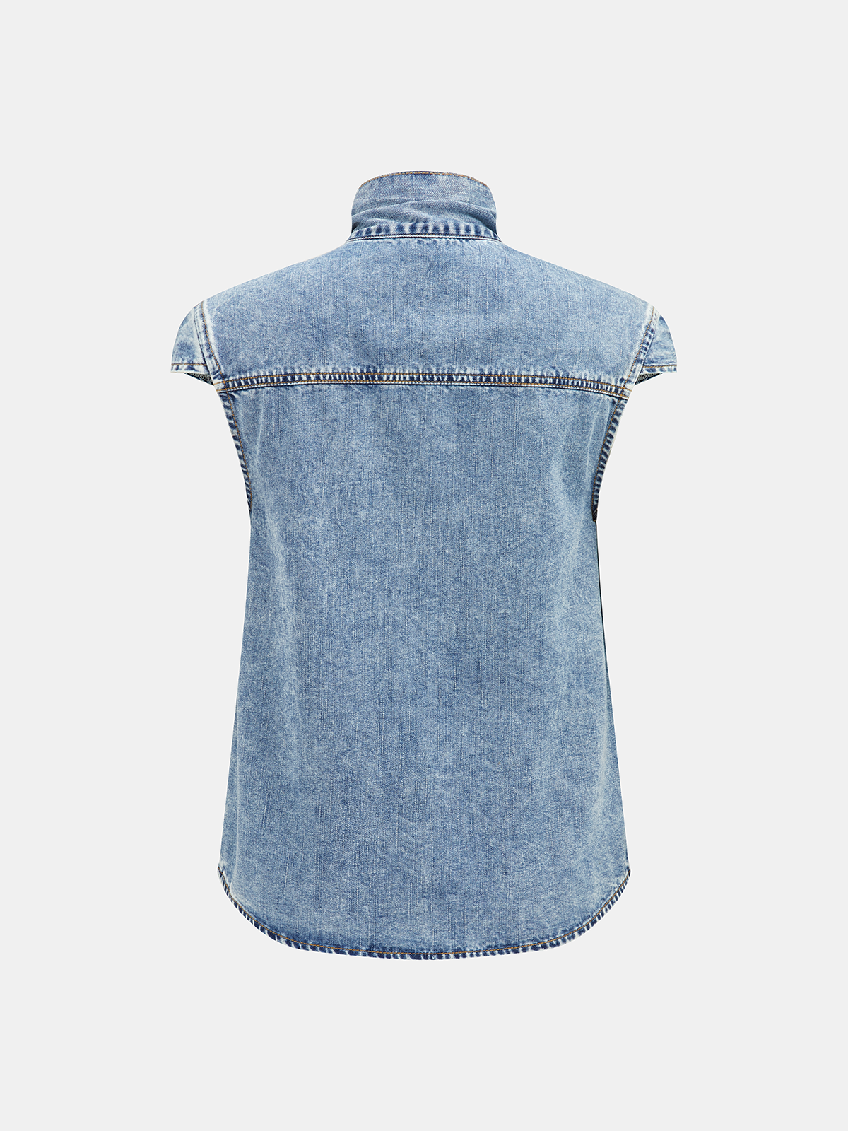 Camicia Atelier – Denim Senza Maniche con Collo a Cravatta
