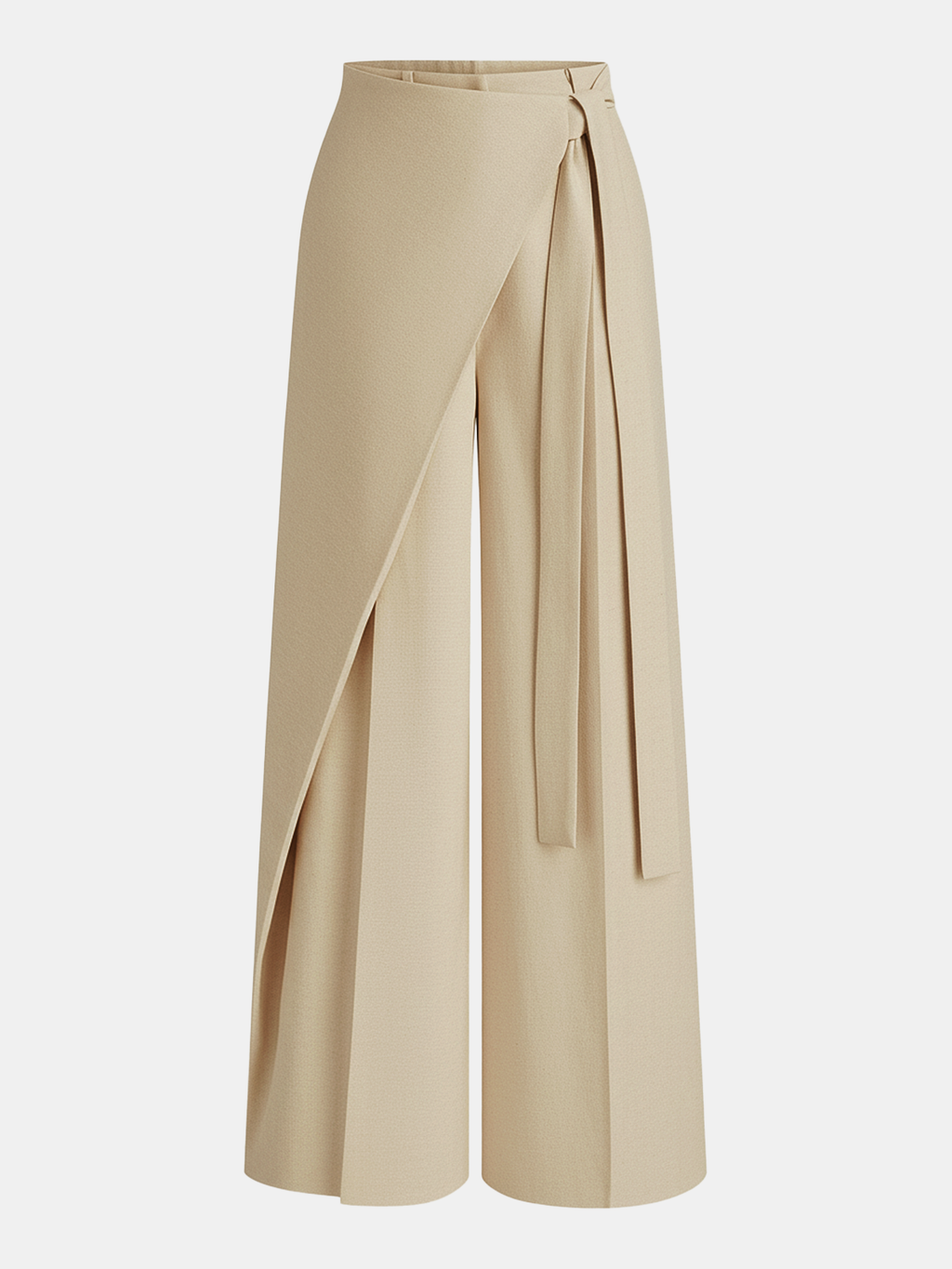 Asymmetric Wrap Wide-Leg Pants