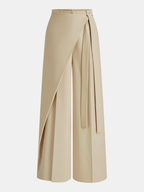 Asymmetric Wrap Wide-Leg Pants