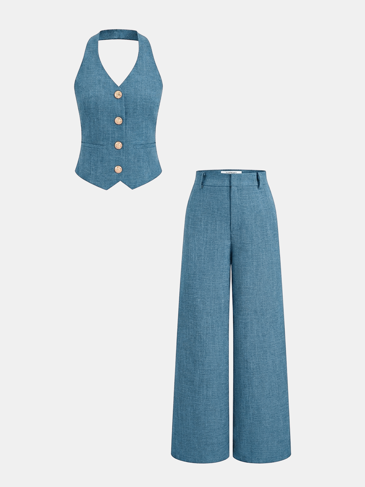 Completo Serata – Top Halter e Pantalone a Gamba Larga