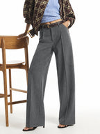 Tailored Pleated Belted Wide Leg Pants