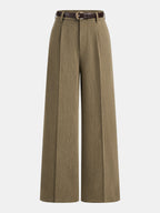 Tailored Pleated Belted Wide Leg Pants