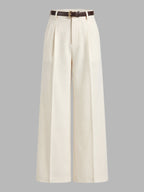 Tailored Pleated Belted Wide Leg Pants