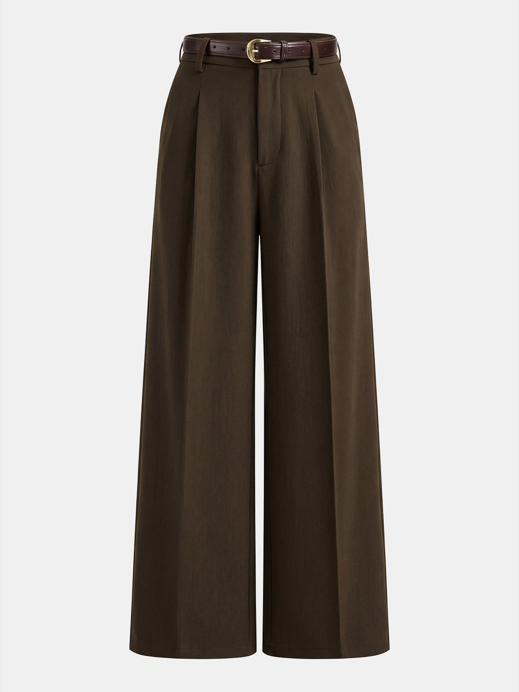 Tailored Pleated Belted Wide Leg Pants