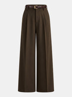 Tailored Pleated Belted Wide Leg Pants