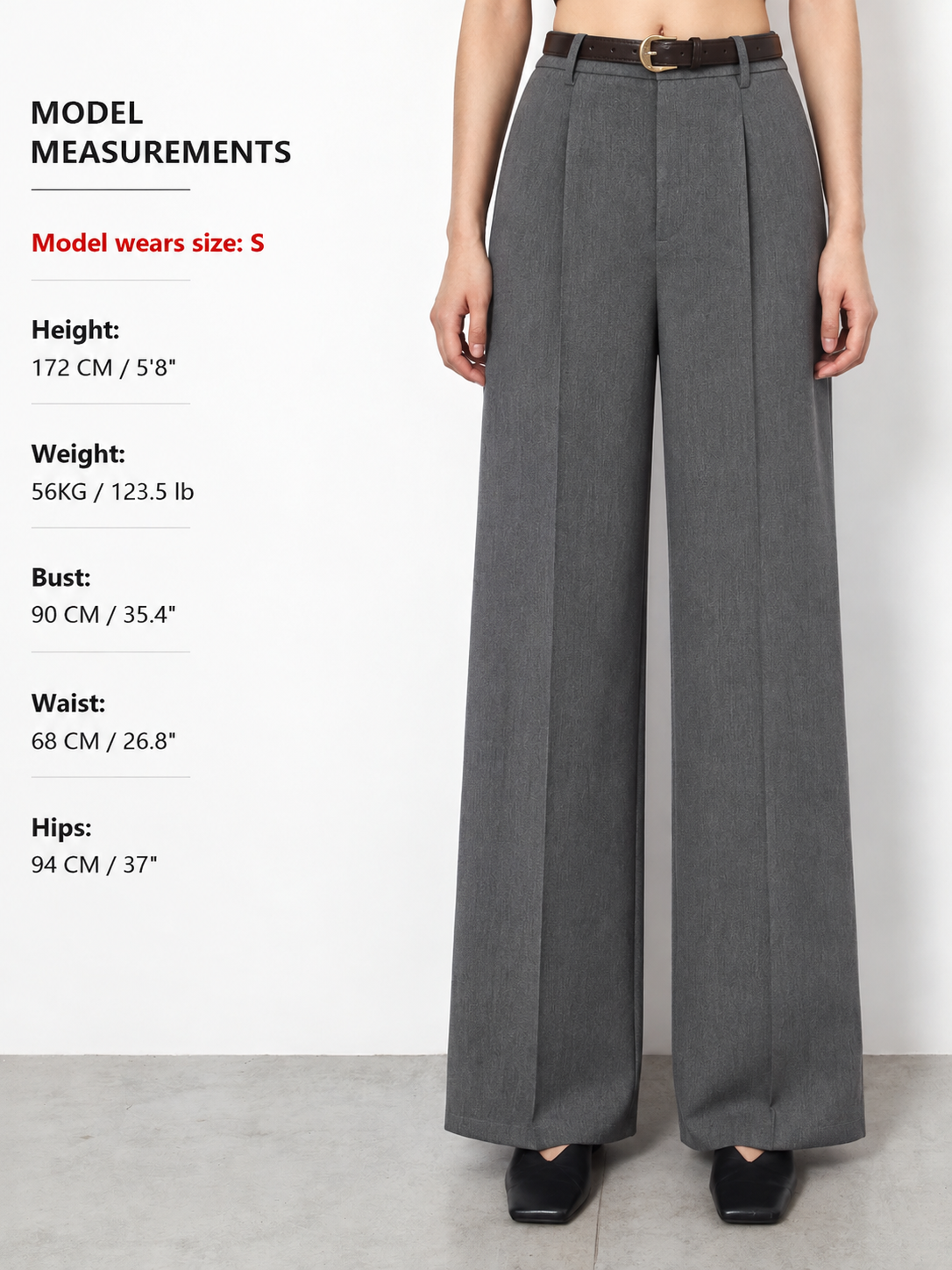 Tailored Pleated Belted Wide Leg Pants
