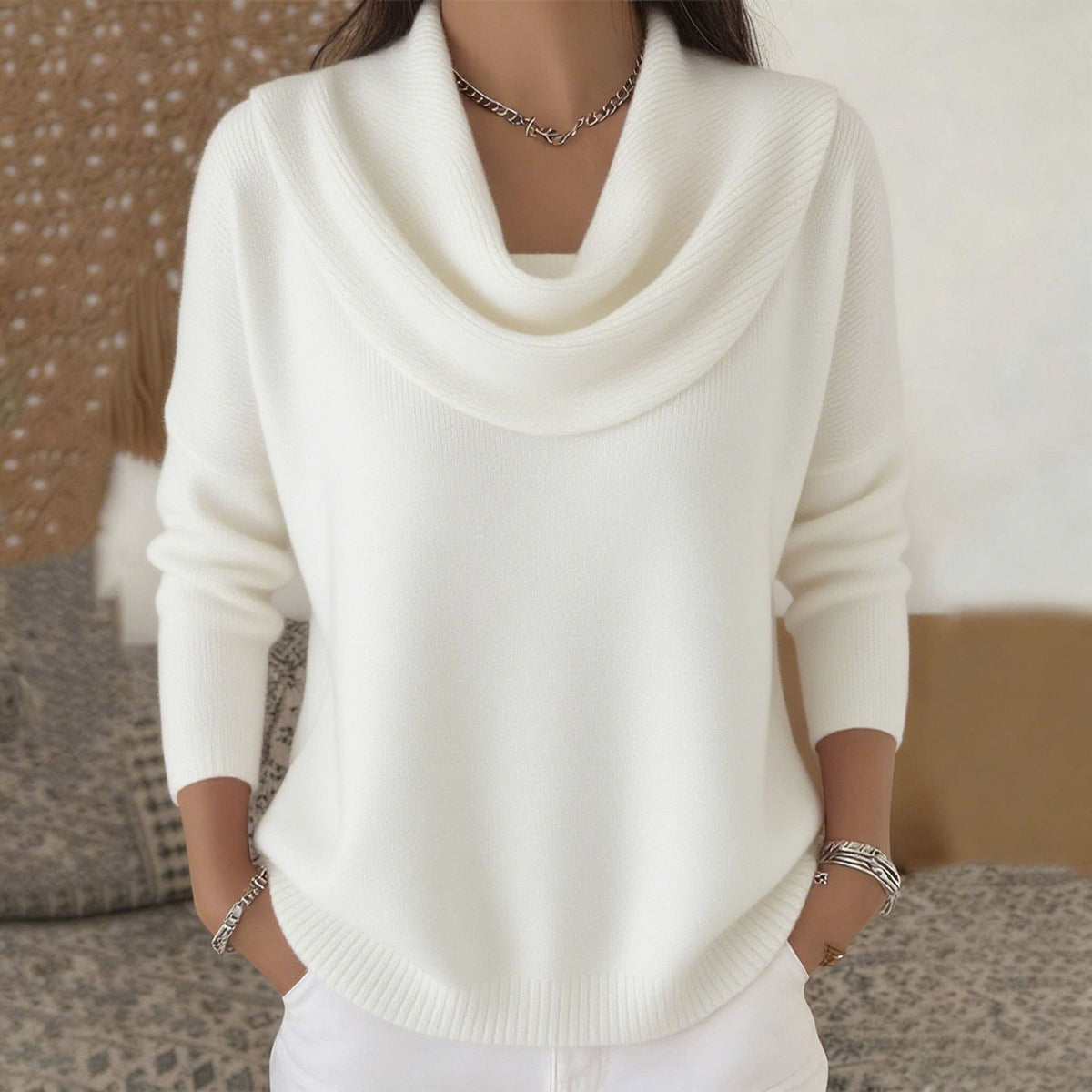 Maglione Cascata – Collo Drappeggiato
