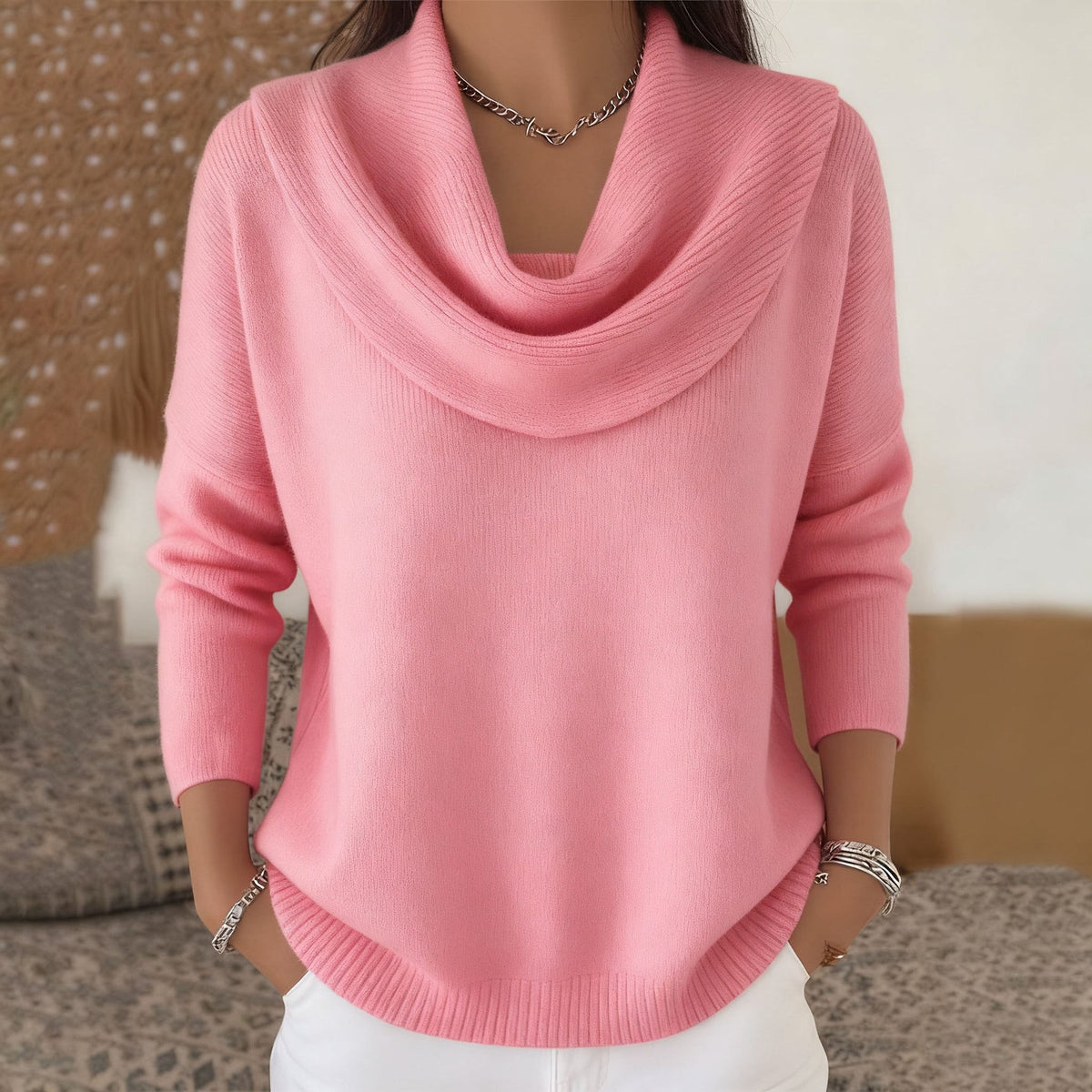 Maglione Cascata – Collo Drappeggiato