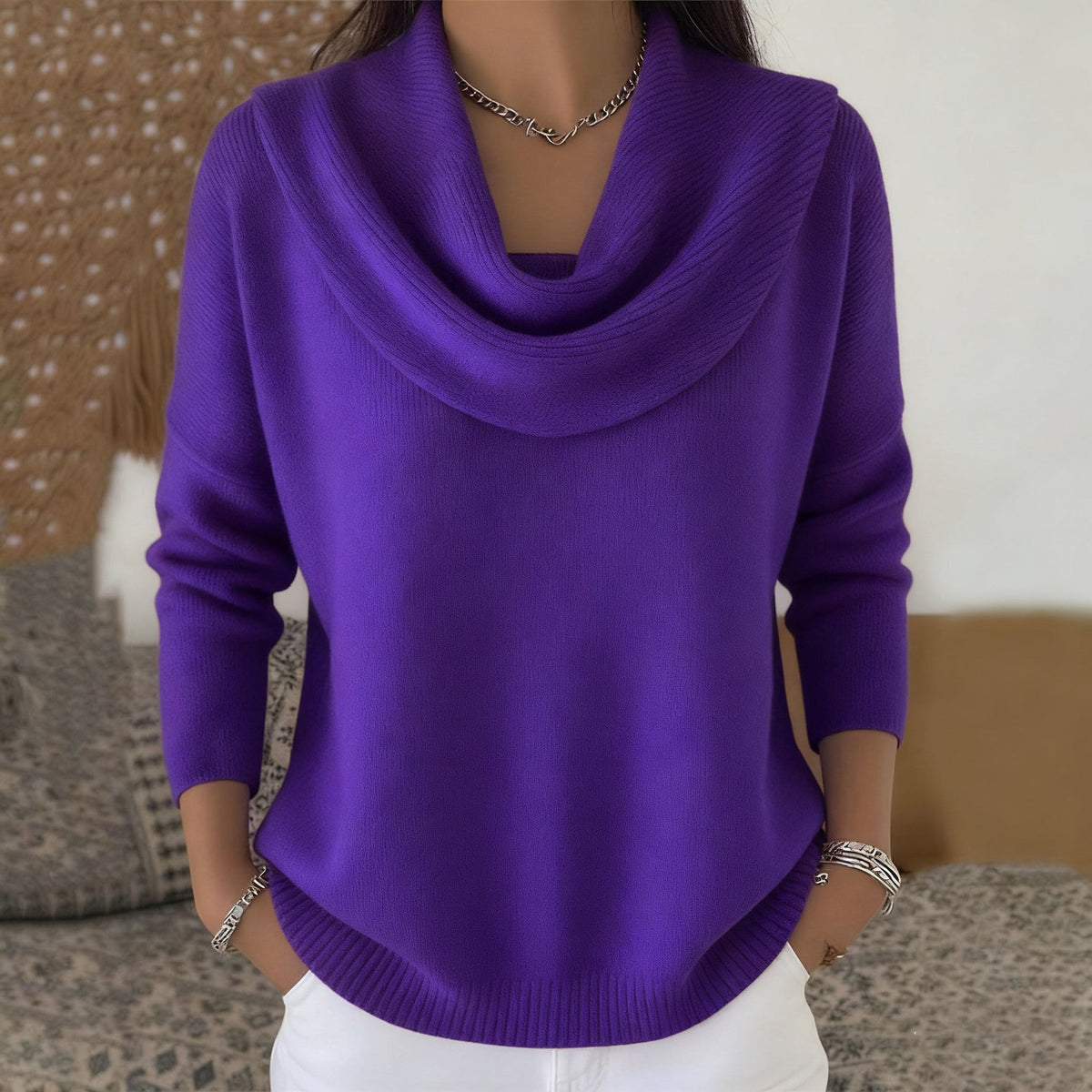 Maglione Cascata – Collo Drappeggiato