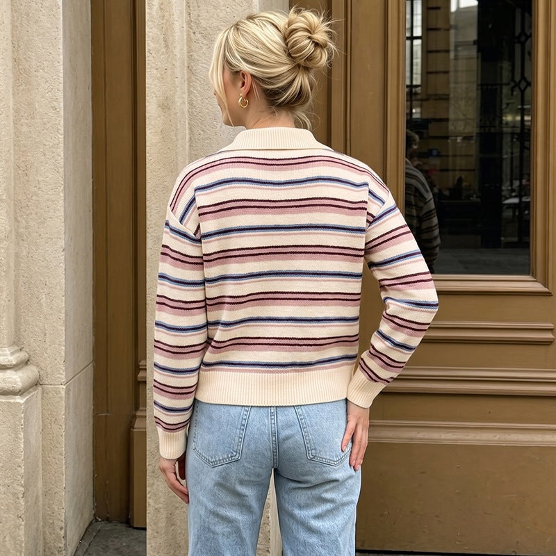 Maglione Parigi – A Righe con Colletto