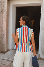 Blusa sin mangas boho de rayas para mujer - look completo