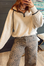 Maglione Contrasto – Mezza Zip a Righe Sportive