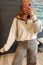 Maglione Contrasto – Mezza Zip a Righe Sportive