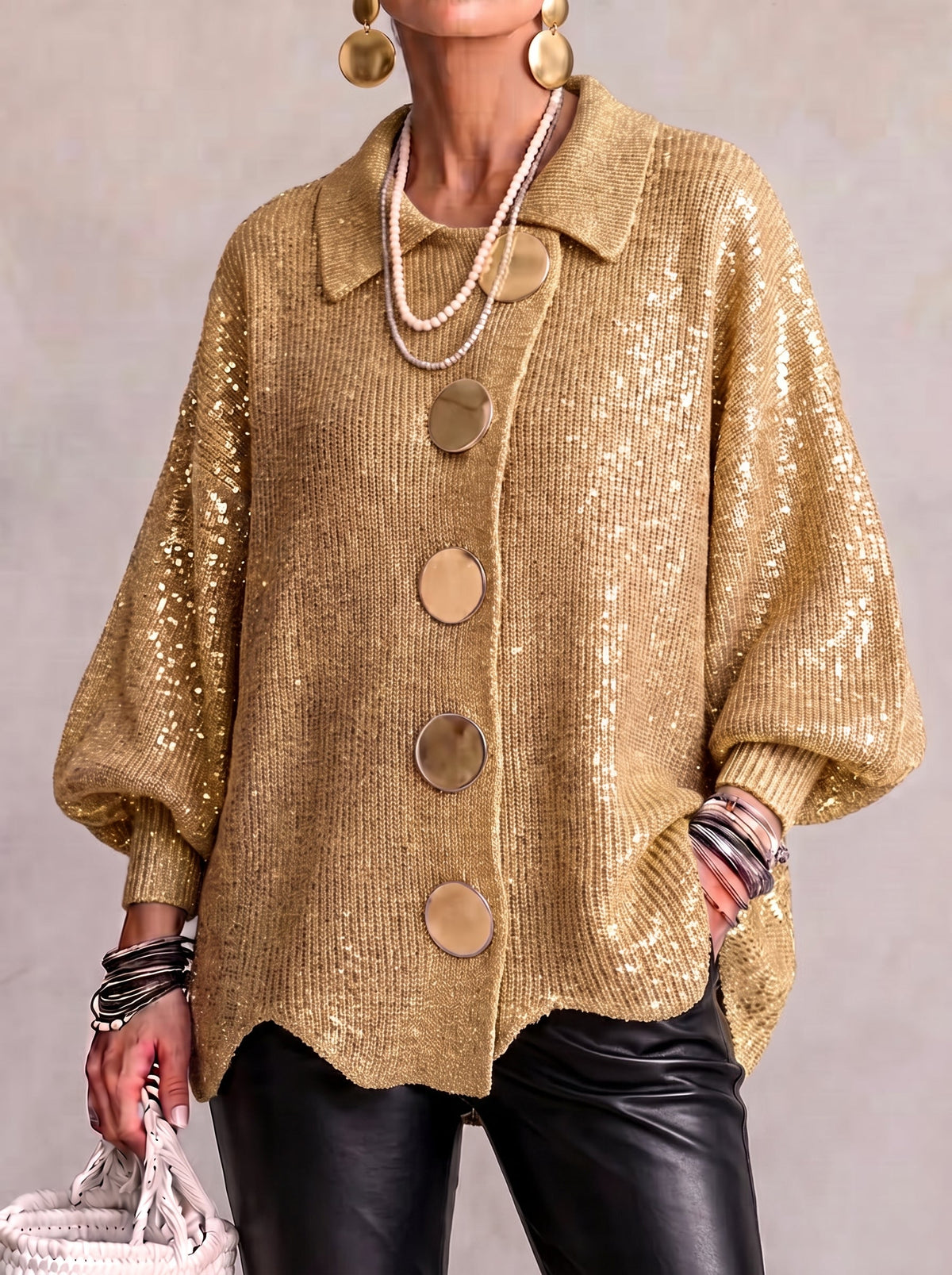 Cardigan Fascino – Oversize con Bottoni Dorati